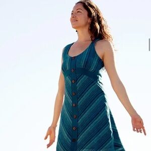 Prana teal blue midi dress size small